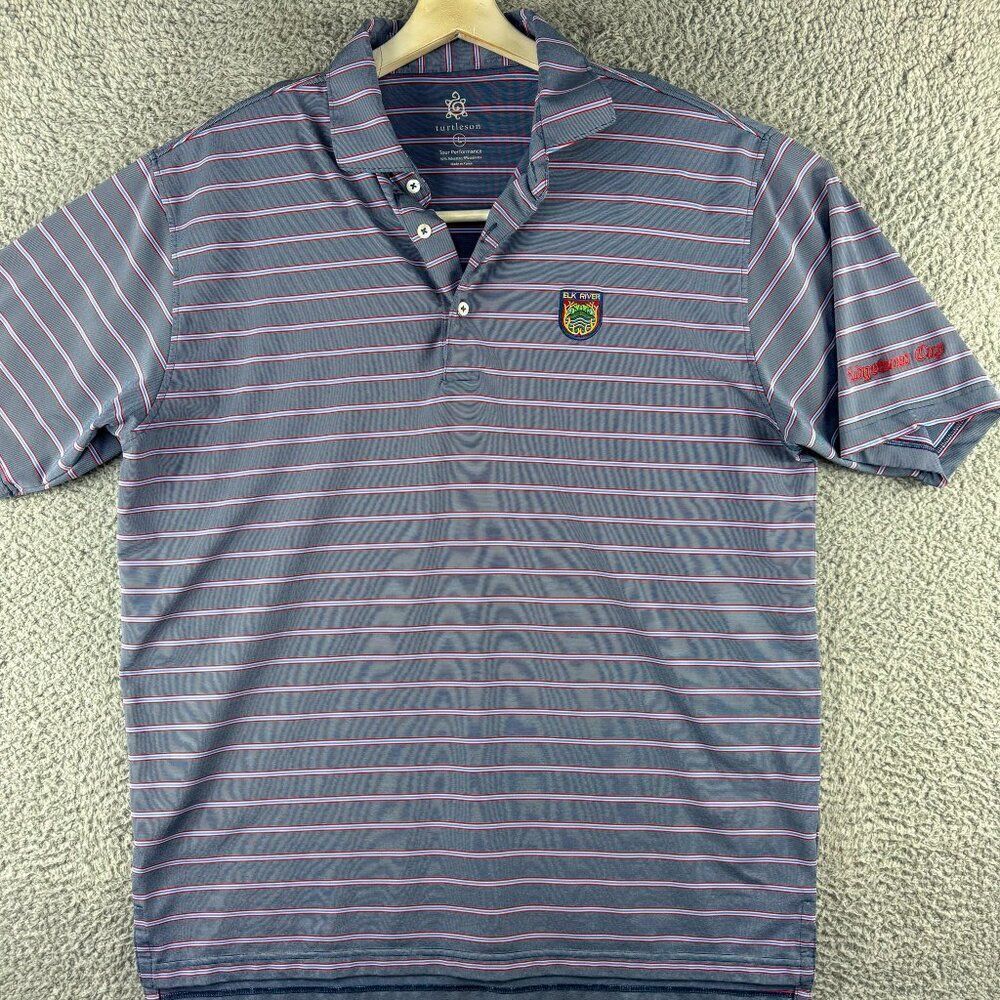 Turtleson Golf Polo Shirt Mens Large Gray Tour Performance Golfer Elk River Club